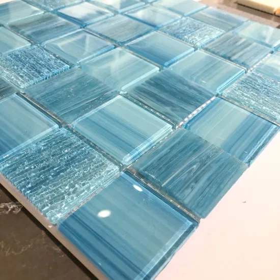당초 대리석 3D 물고기 비늘 수영장용 파란색 모자이크 타일