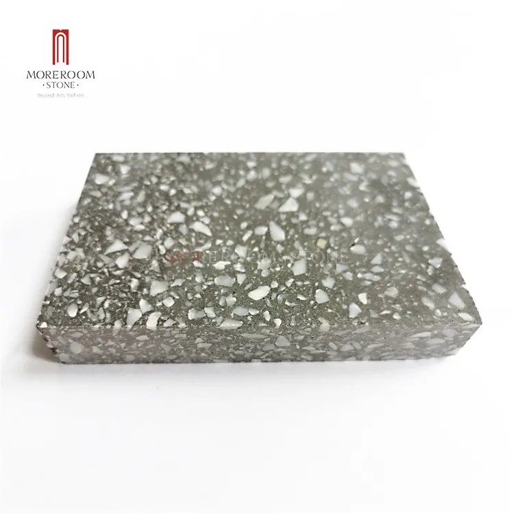 인테리어 디자인 흰색 유리 칩 Terrazzo Stone Grey